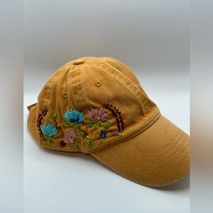 Embroidered Floral Tan Cap